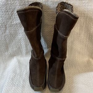 Patchwork Leather Knee HIgh Boots Size 6.5 Browns Faux Fur Lining Sporto